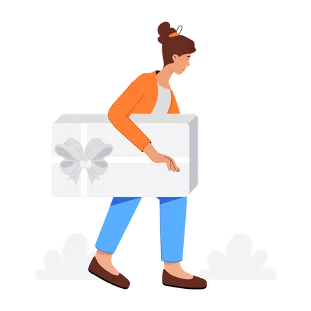 Girl with shopping gift  Illustration