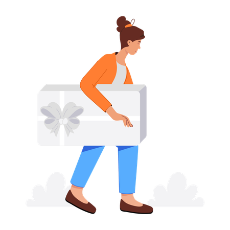 Girl with shopping gift  Illustration