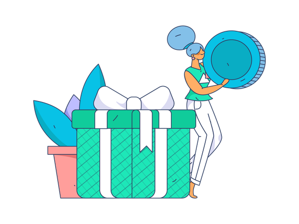 Girl with shopping reward mail  Illustration