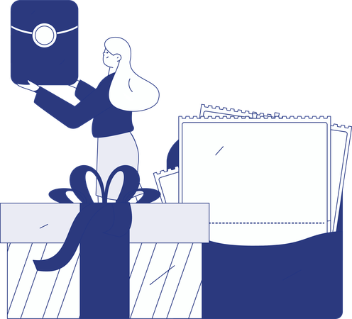 Girl With Shopping Voucher  Illustration