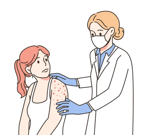 Girl with skin allergy  Illustration