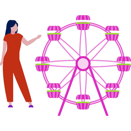 Girl with sky wheel  Illustration