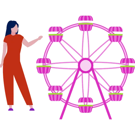 Girl with sky wheel  Illustration