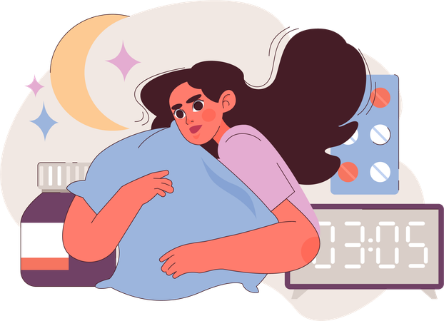 Girl with sleep disorder  Illustration