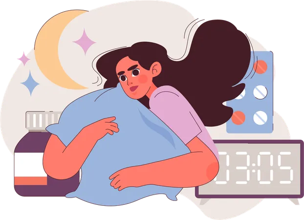 Girl with sleep disorder  Illustration