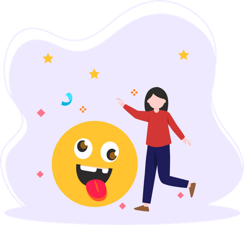 Girl with smiley emoji  Illustration