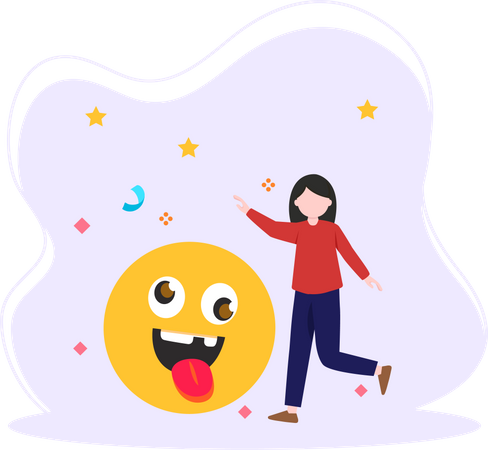 Girl with smiley emoji  Illustration