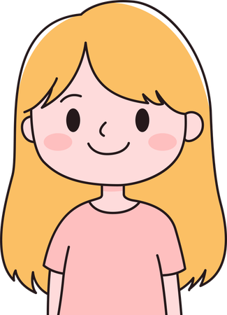 Girl with Smiling Expression  Illustration