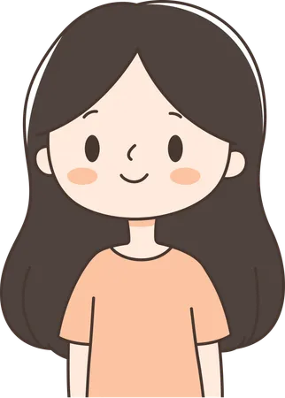 Girl with Smiling Expression  Illustration