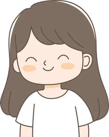 Girl with Smiling Expression  Illustration