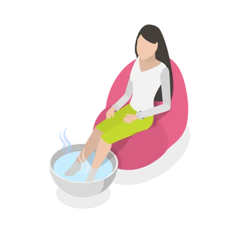 3 D Isometric Flat Vector Icon Of Soaking Feet Foot Bath Illustration