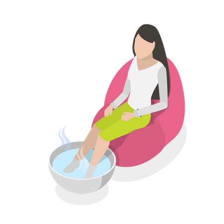 Girl with Soaking Feet  Illustration