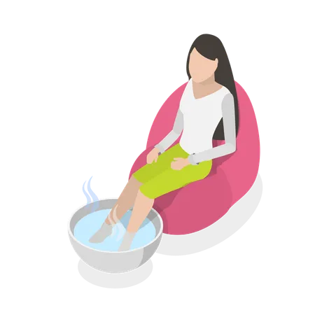 Girl with Soaking Feet  Illustration