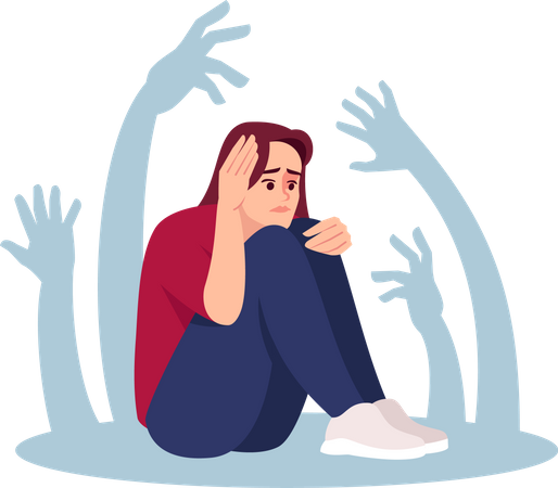 Girl with social phobia  Illustration