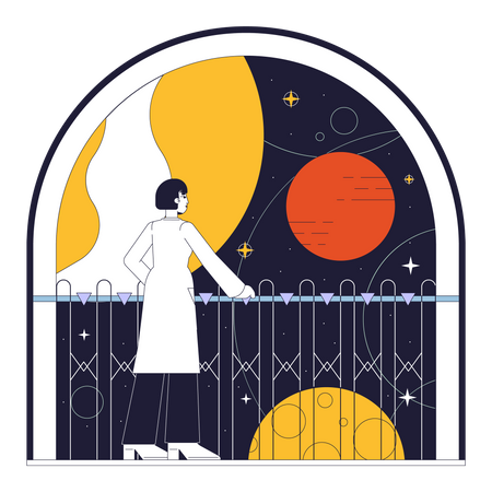 Girl with Space program  Illustration