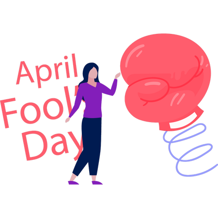 Girl with spring punch on April fools day  Illustration
