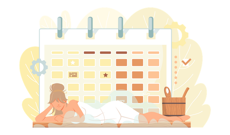 Girl with steam therapy schedule  Illustration