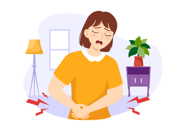 Girl with stomach ache  Illustration