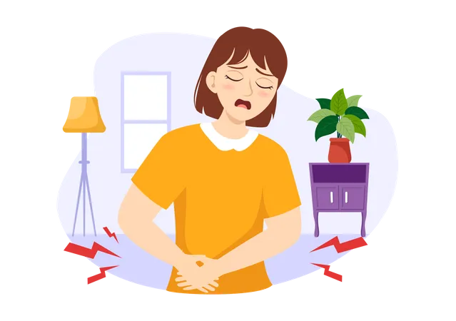Girl with stomach ache  Illustration