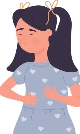 Girl With Stomach Pain  Illustration