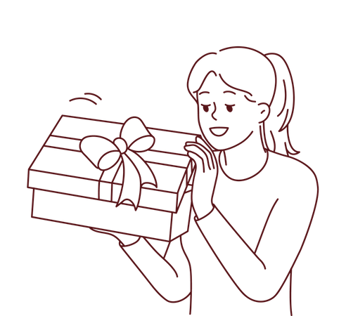 Girl with surprise gift box Illustration