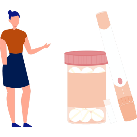 Girl with tablet jar  Illustration