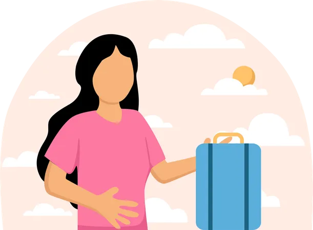 Girl with travel luggage  Illustration