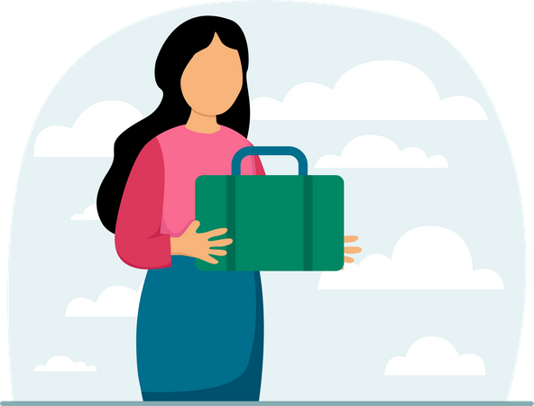 Girl with travel luggage  Illustration