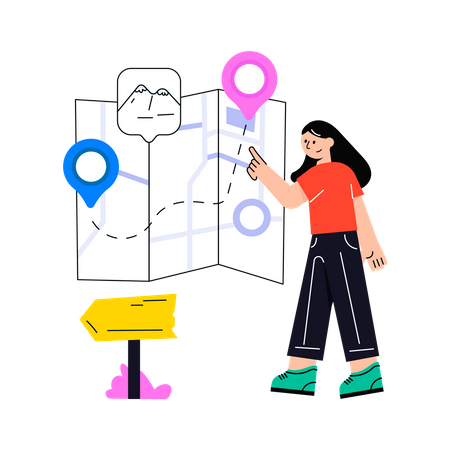 Girl with Travel Map  Illustration