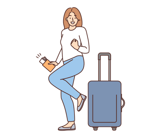 Girl with travel suitcase  Illustration