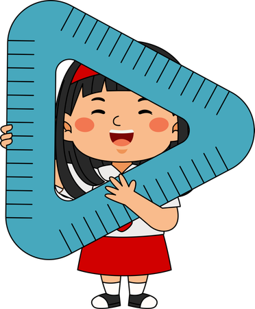 Girl with triangle ruler  Illustration