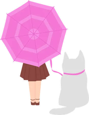 Girl With Umbrella  Illustration