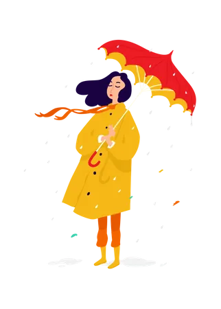 Girl with umbrella  Illustration