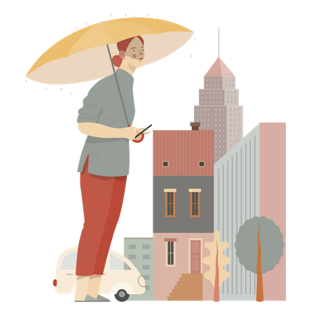 Girl with umbrella  Illustration