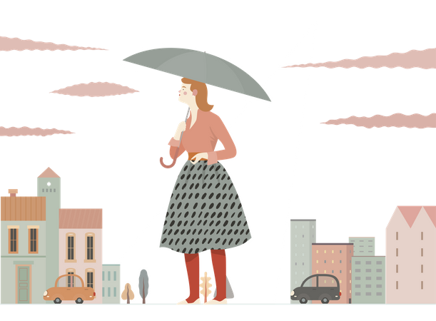 Girl with umbrella  Illustration