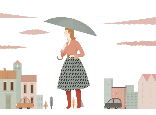 Girl with umbrella  Illustration