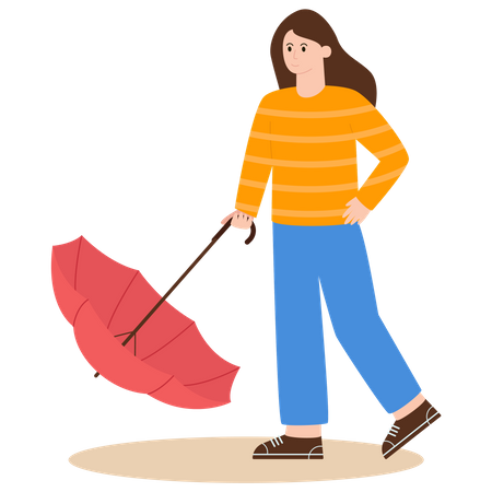 Girl with Umbrella  Illustration