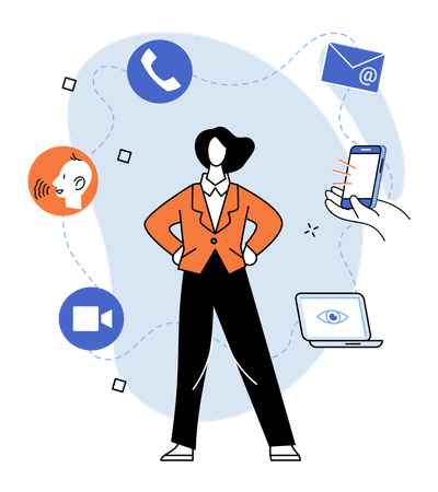 Girl with Unified communication  Illustration