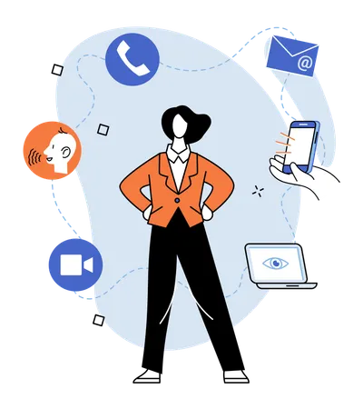 Girl with Unified communication  Illustration