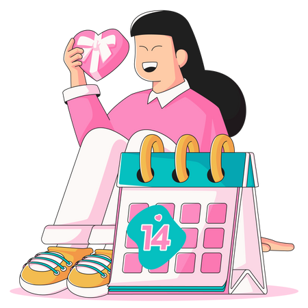 Girl with valentine day gift Illustration