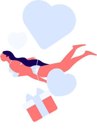 Girl with valentine gift  Illustration