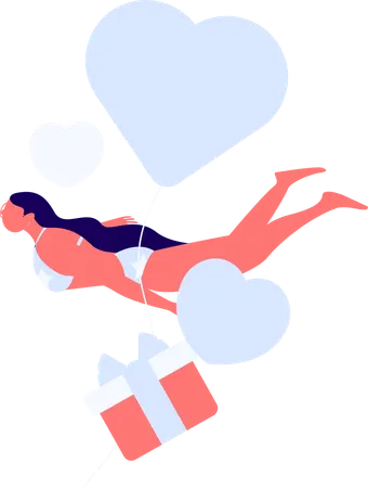 Girl with valentine gift  Illustration