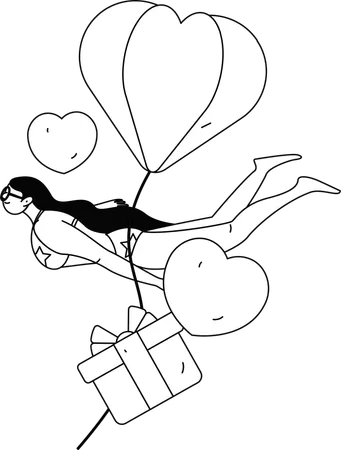 Girl with valentine gift  Illustration