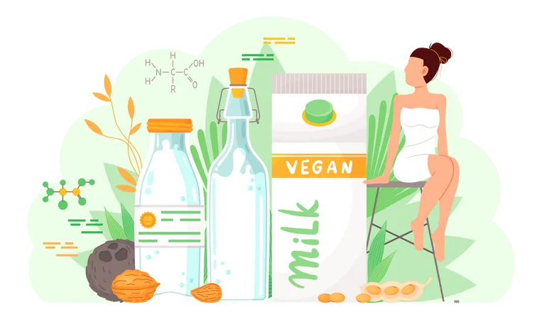 Girl with vegan food  Illustration