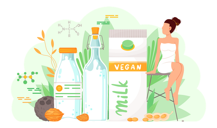 Girl with vegan food  Illustration