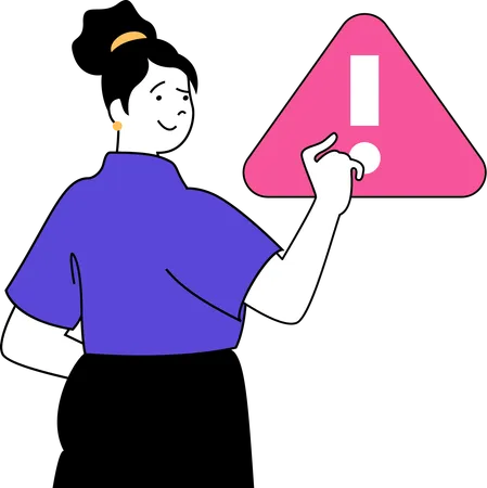 Girl with warning sign  Illustration