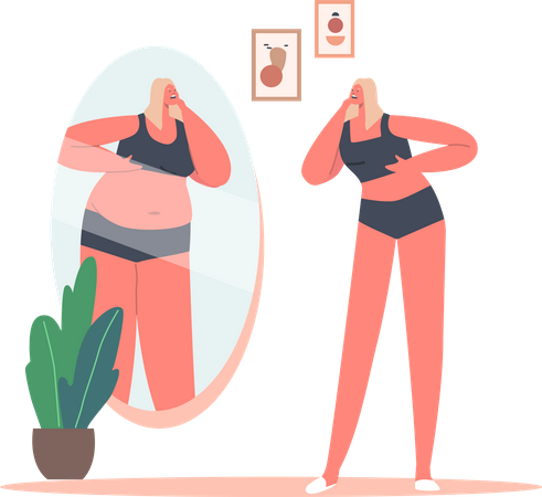 Girl with Weight Loss  Illustration