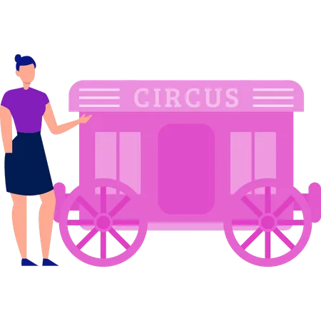 Girl with wheel circus  Illustration