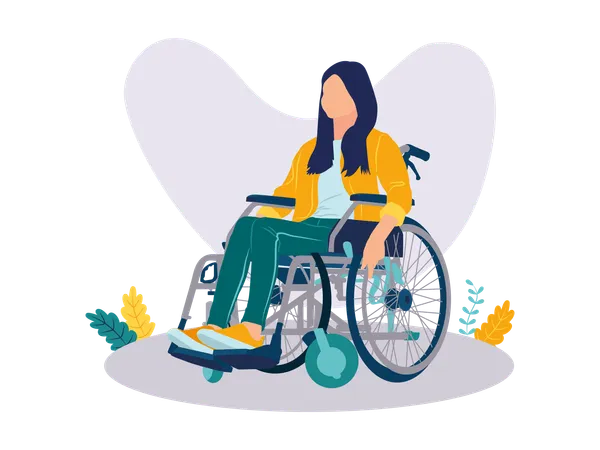 Girl with Wheelchair  Illustration