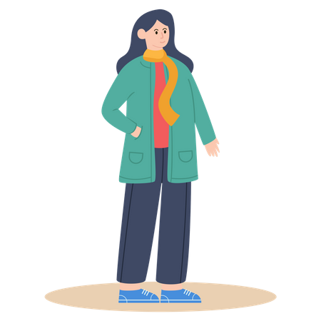 Girl with winter clothes  Illustration